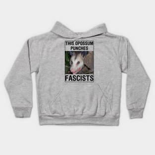 This opossum punches fascists Kids Hoodie